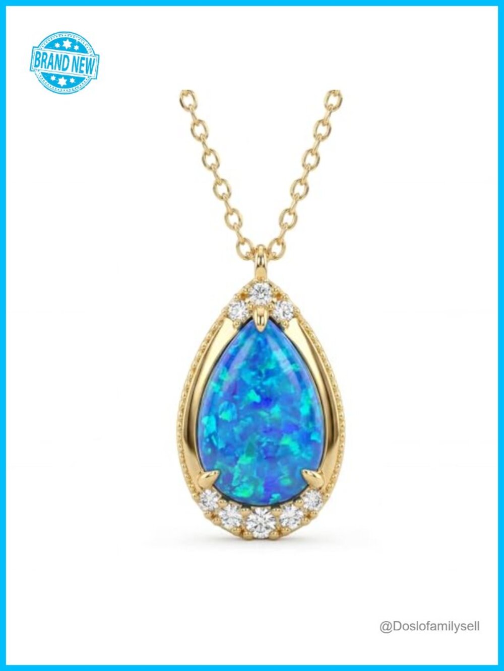 S925 Sterling Silver Opal Pendant Necklace 18K Gold Plated Dainty October